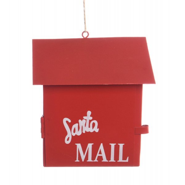 Χριστουγεννιάτικο Μεταλλικό Γραμματοκιβώτιο Κόκκινο με Σκεπή (10cm)